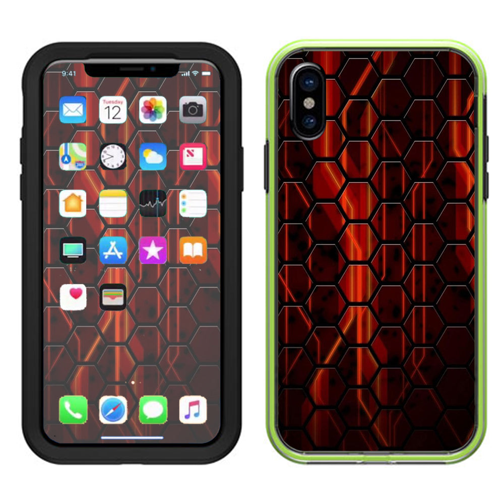  Abstract Red Metal  Lifeproof Slam Case iPhone X Skin