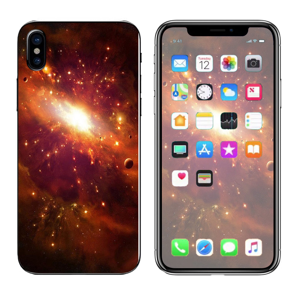  Galaxy Orange Nebula Apple iPhone X Skin