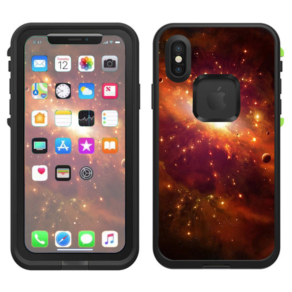  Galaxy Orange Nebula Lifeproof Fre Case iPhone X Skin