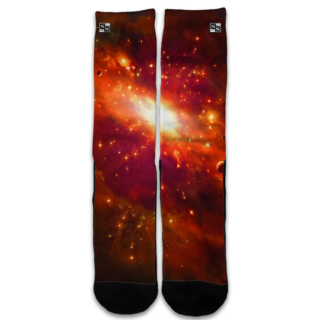  Galaxy Orange Nebula Universal Socks