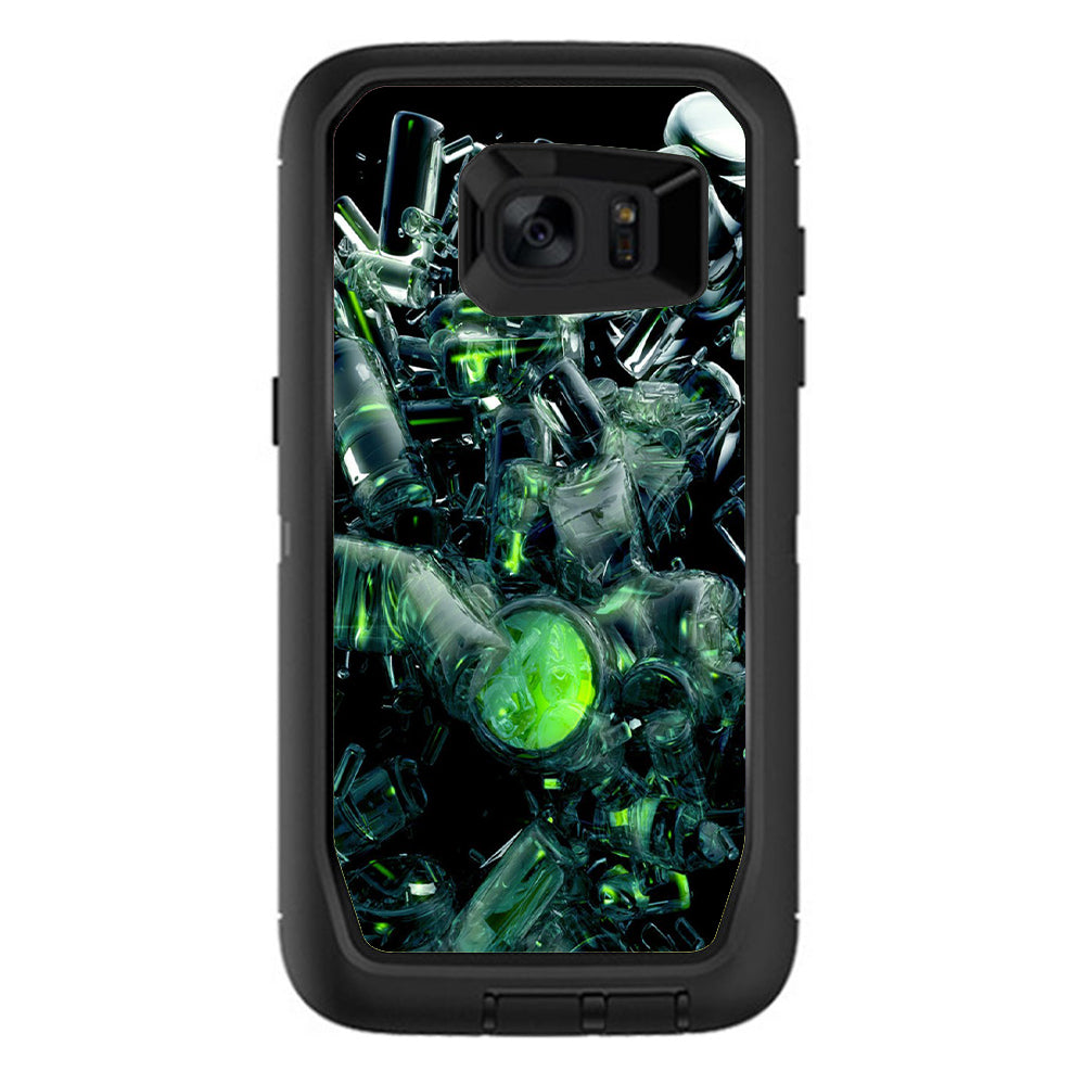  Trippy Glass 3D Green Otterbox Defender Samsung Galaxy S7 Edge Skin