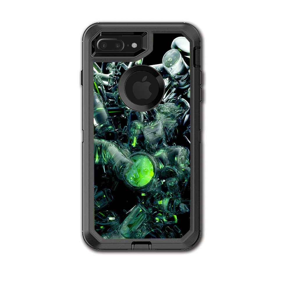  Trippy Glass 3D Green Otterbox Defender iPhone 7+ Plus or iPhone 8+ Plus Skin