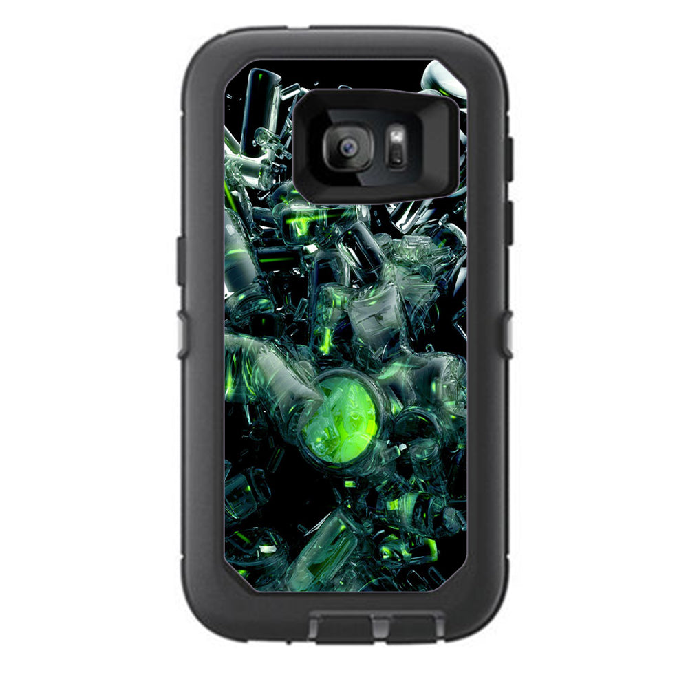  Trippy Glass 3D Green Otterbox Defender Samsung Galaxy S7 Skin