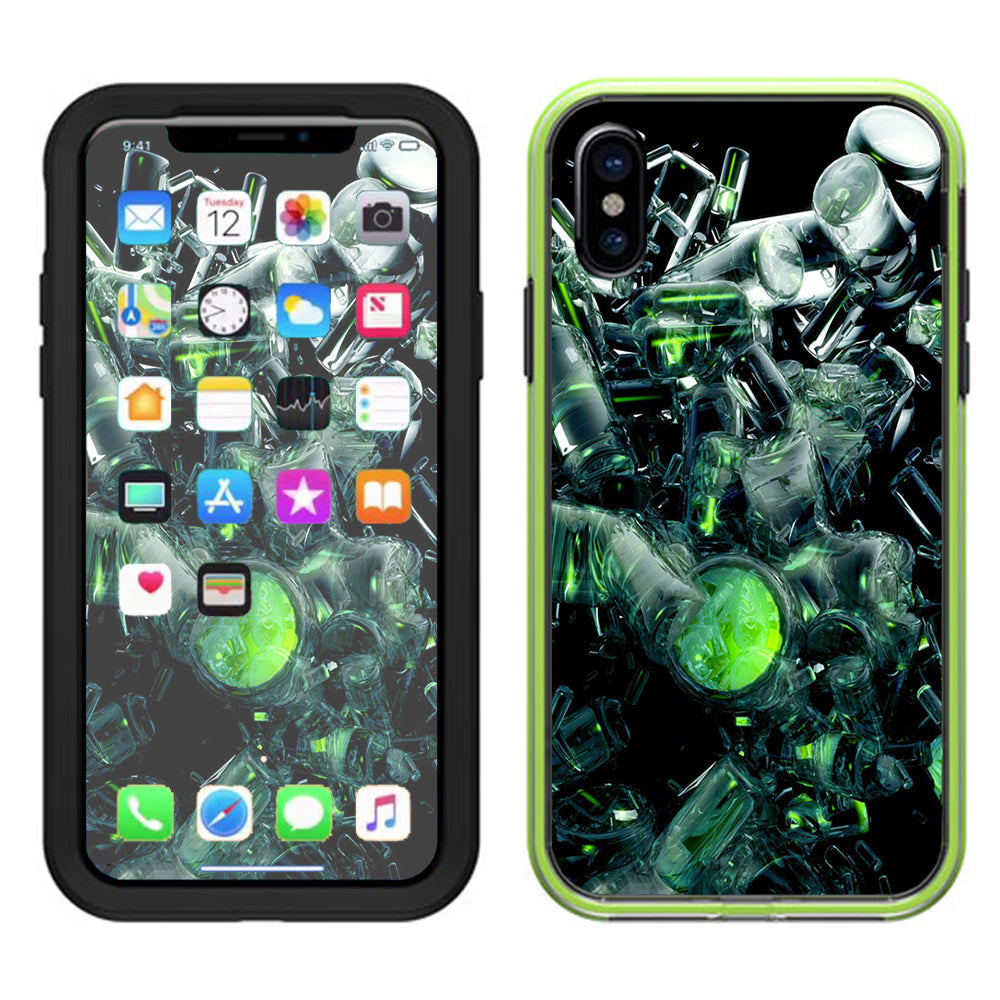  Trippy Glass 3D Green Lifeproof Slam Case iPhone X Skin