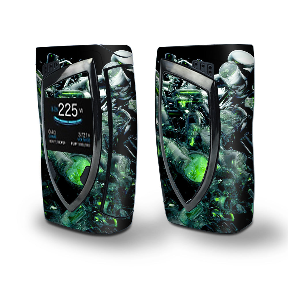 Skin Decal Vinyl Wrap for Smok Devilkin Kit 225w Vape (includes TFV12 Prince Tank Skins) skins cover/ trippy glass 3d green