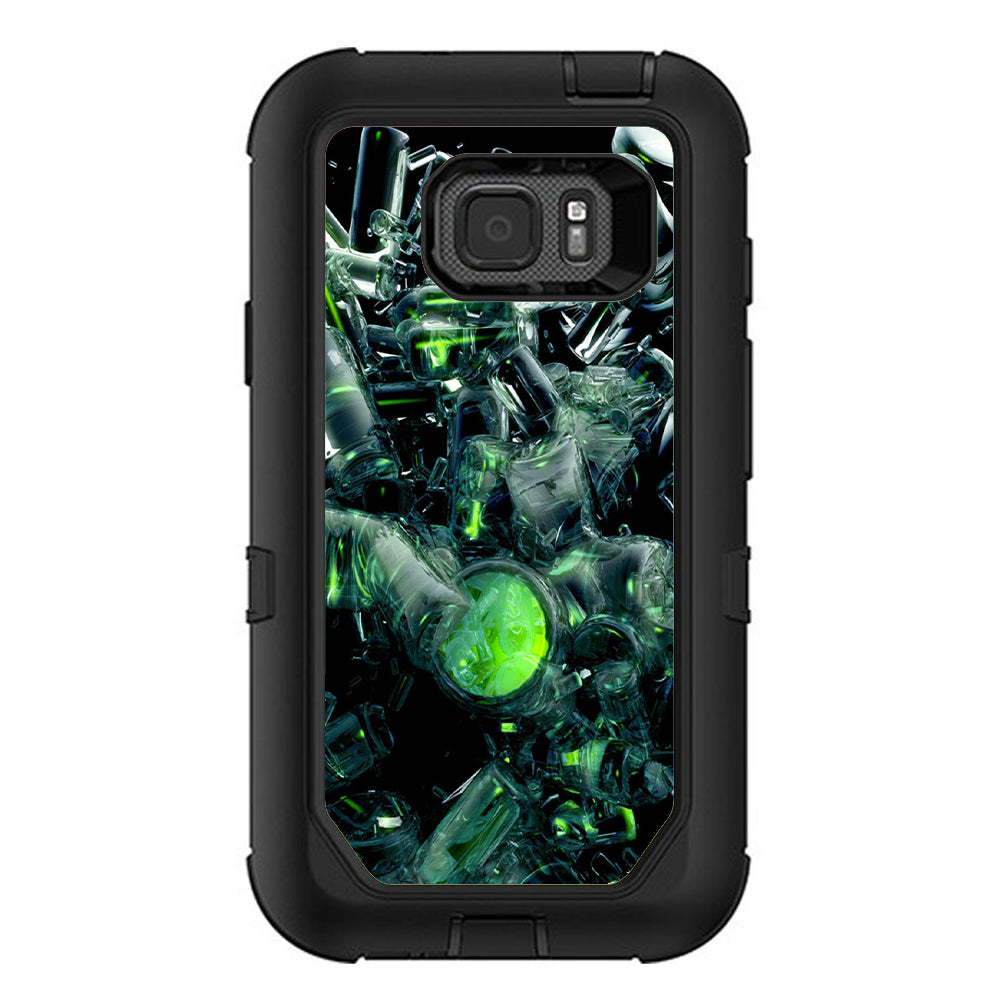  Trippy Glass 3D Green Otterbox Defender Samsung Galaxy S7 Active Skin