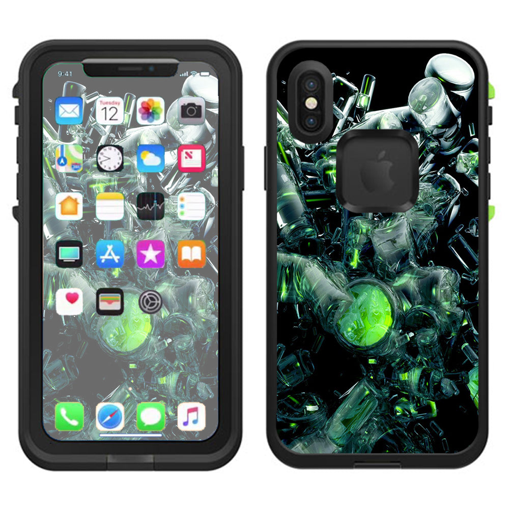  Trippy Glass 3D Green Lifeproof Fre Case iPhone X Skin