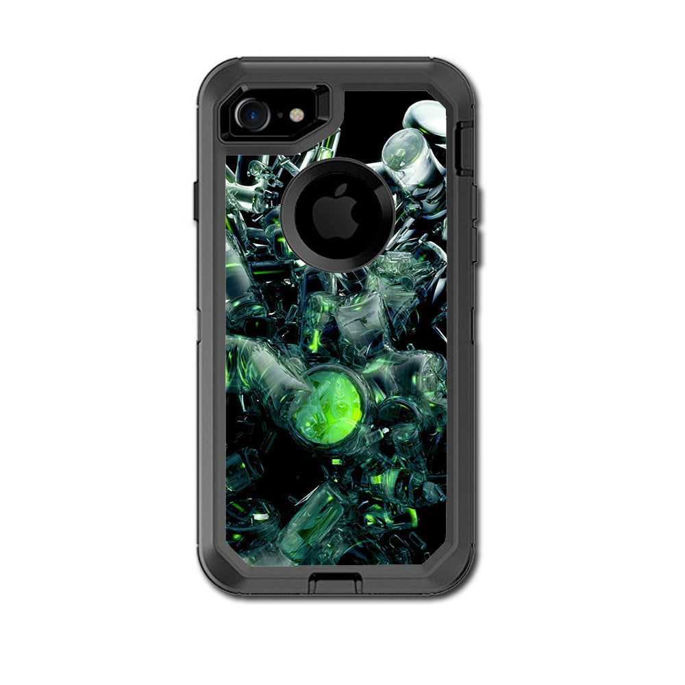  Trippy Glass 3D Green Otterbox Defender iPhone 7 or iPhone 8 Skin