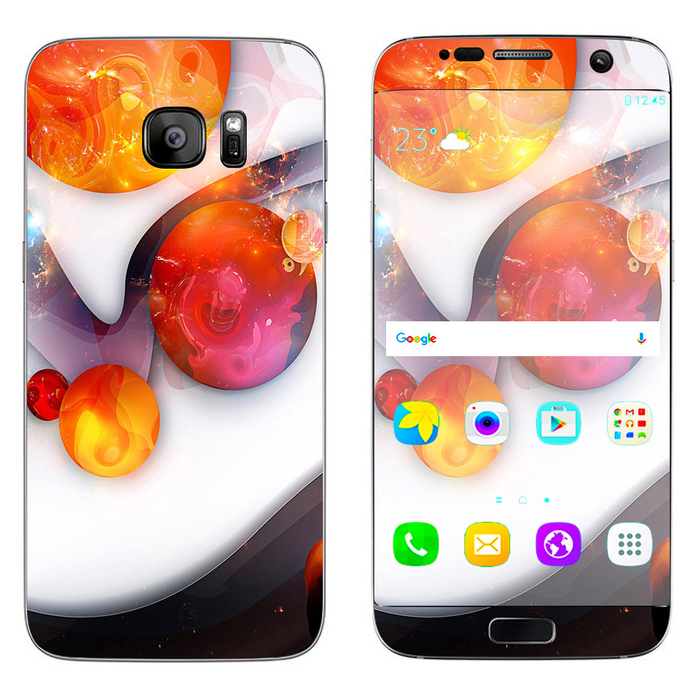 Amazing Orange Bubbles Samsung Galaxy S7 Edge Skin