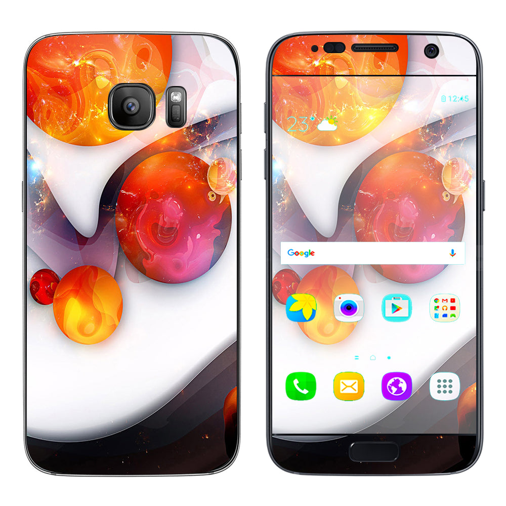  Amazing Orange Bubbles Samsung Galaxy S7 Skin