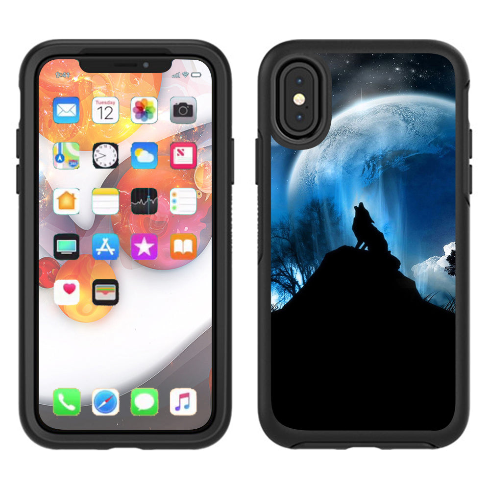  Howling Wolf Moon Otterbox Defender Apple iPhone X Skin