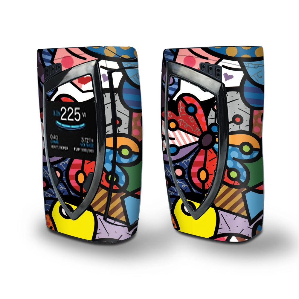 Skin Decal Vinyl Wrap for Smok Devilkin Kit 225w Vape (includes TFV12 Prince Tank Skins) skins cover/ butterfly stained glass