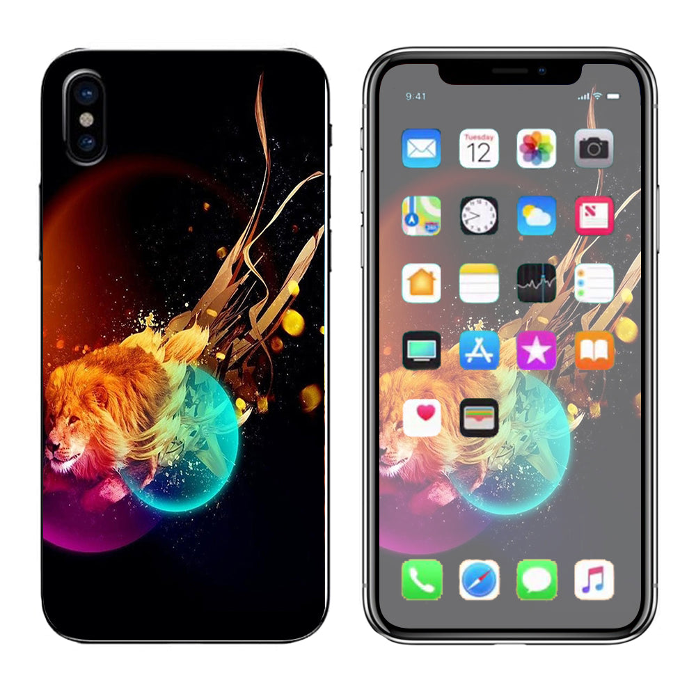  Colorful Lion Planets Apple iPhone X Skin