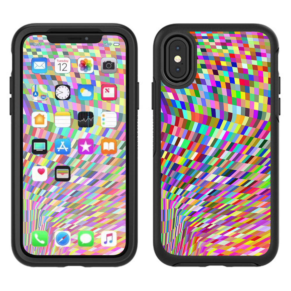  Color Checker Swirl Otterbox Defender Apple iPhone X Skin