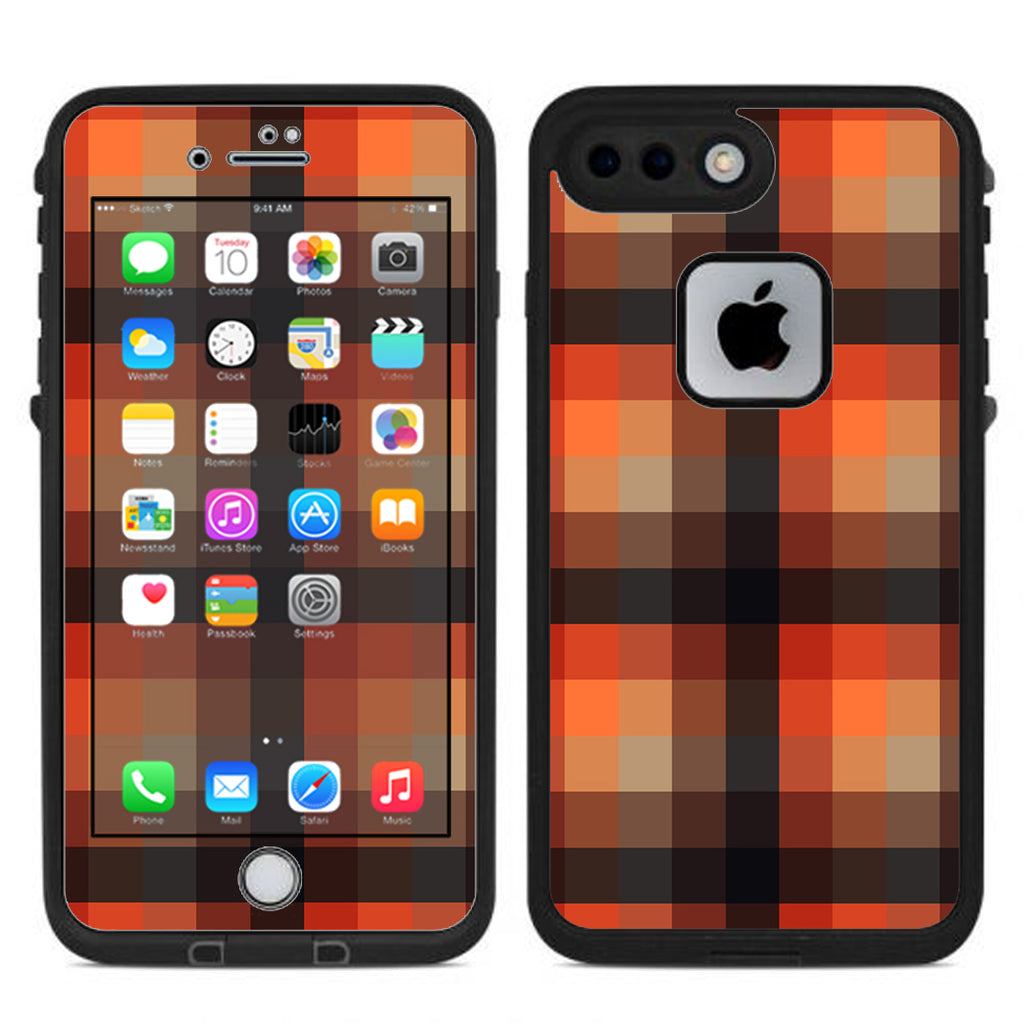  Orange Brown Plaid Lifeproof Fre iPhone 7 Plus or iPhone 8 Plus Skin