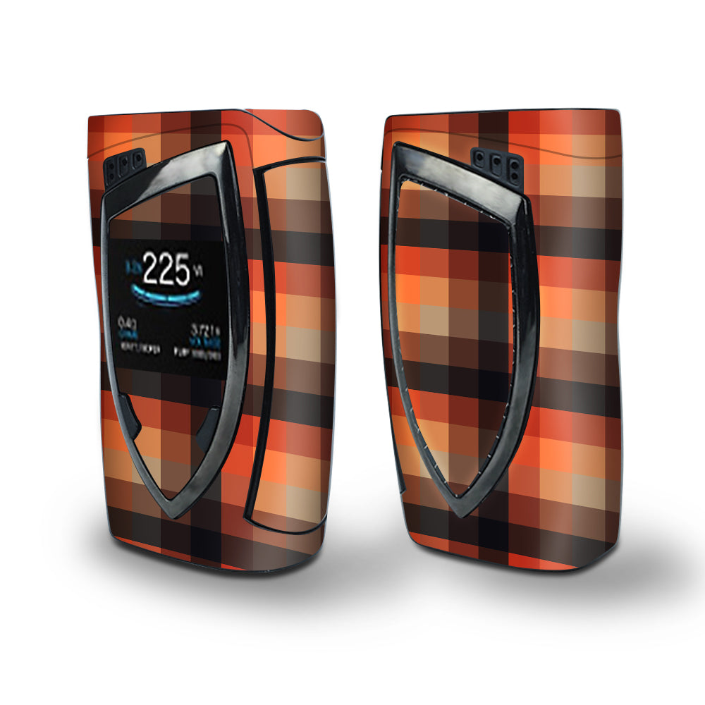 Skin Decal Vinyl Wrap for Smok Devilkin Kit 225w Vape (includes TFV12 Prince Tank Skins) skins cover/ orange brown plaid