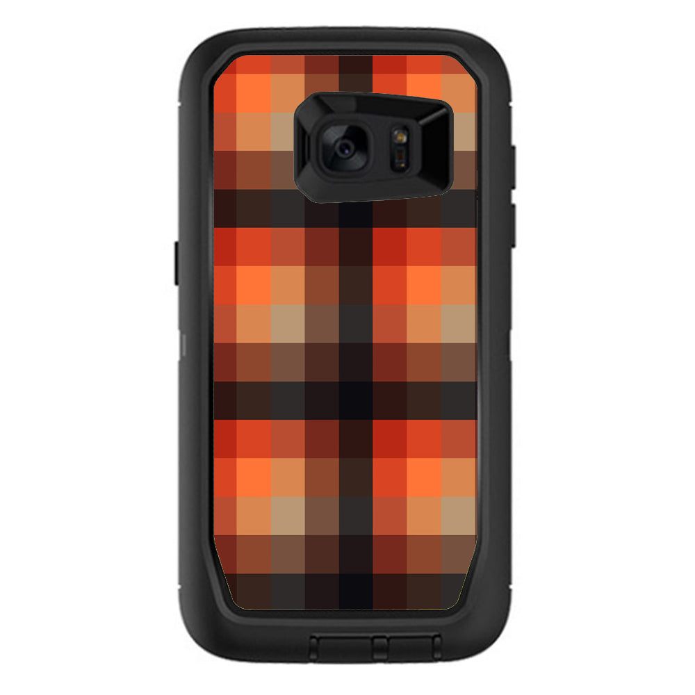  Orange Brown Plaid Otterbox Defender Samsung Galaxy S7 Edge Skin