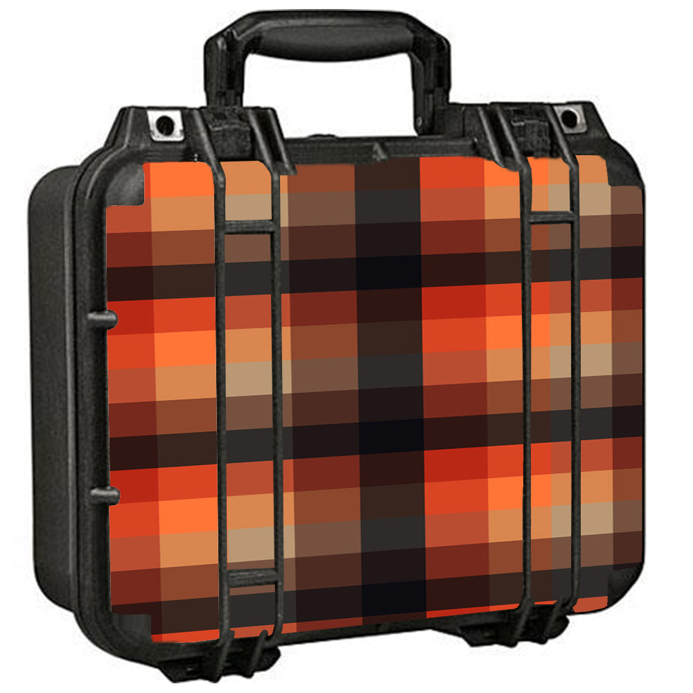  Orange Brown Plaid Pelican Case 1400 Skin