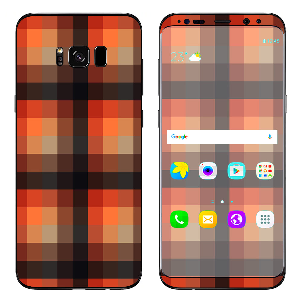  Orange Brown Plaid Samsung Galaxy S8 Skin