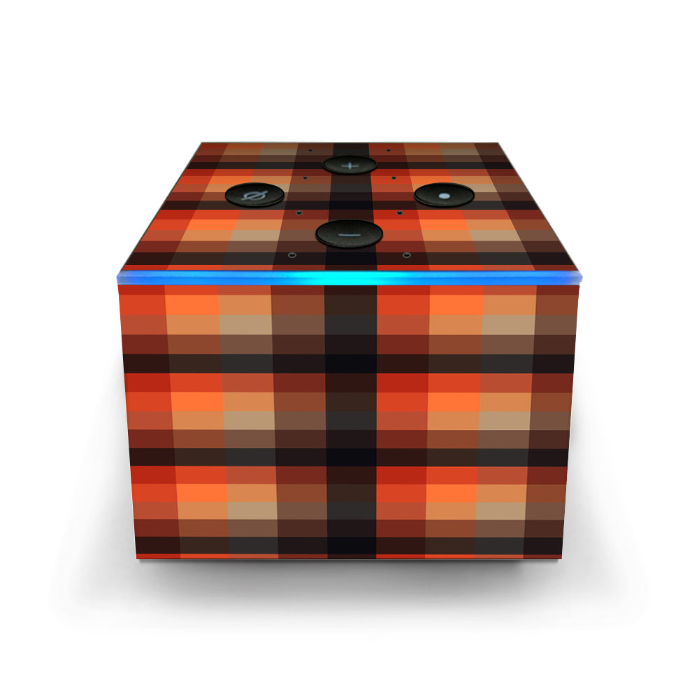  Orange Brown Plaid Amazon Fire TV Cube Skin