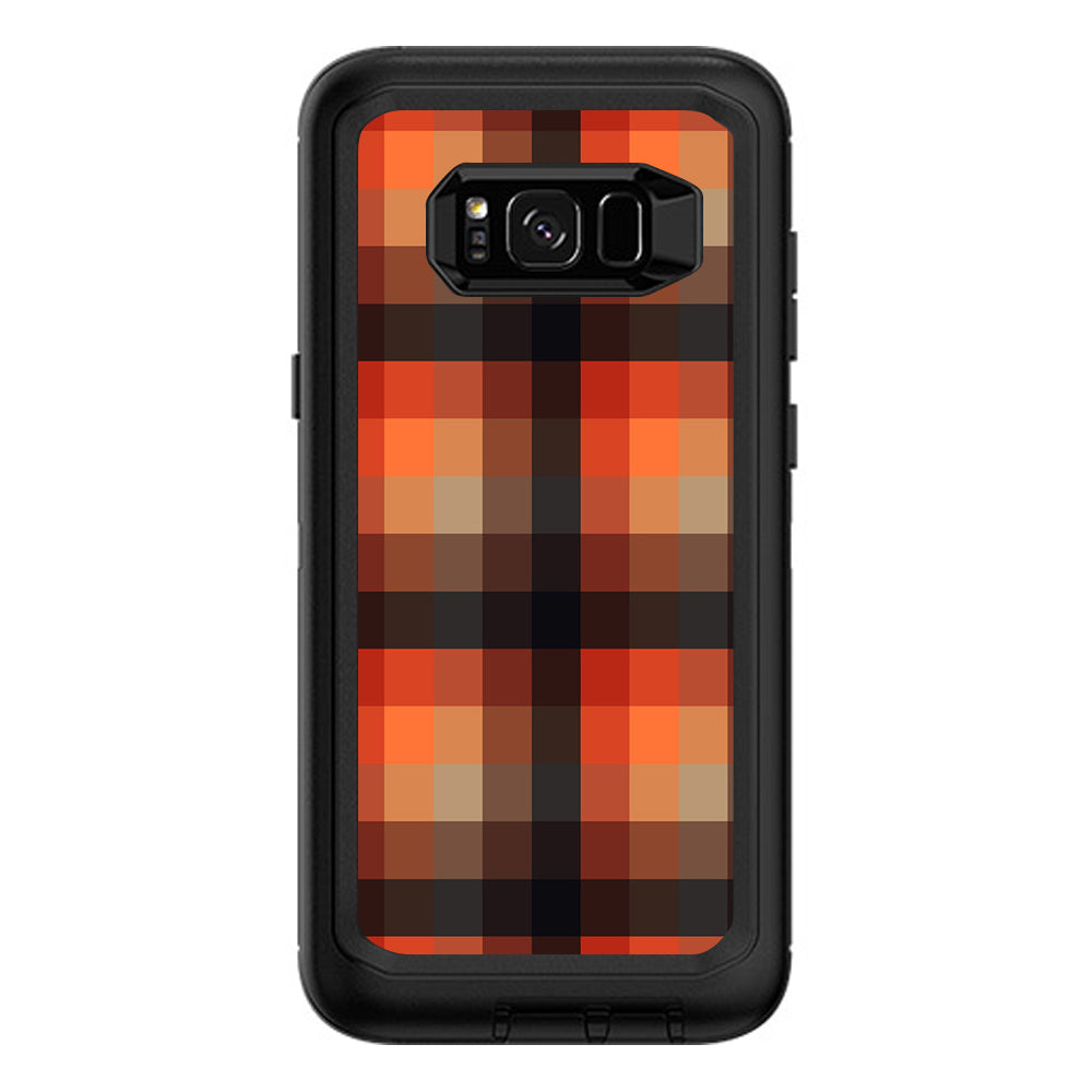  Orange Brown Plaid Otterbox Defender Samsung Galaxy S8 Plus Skin