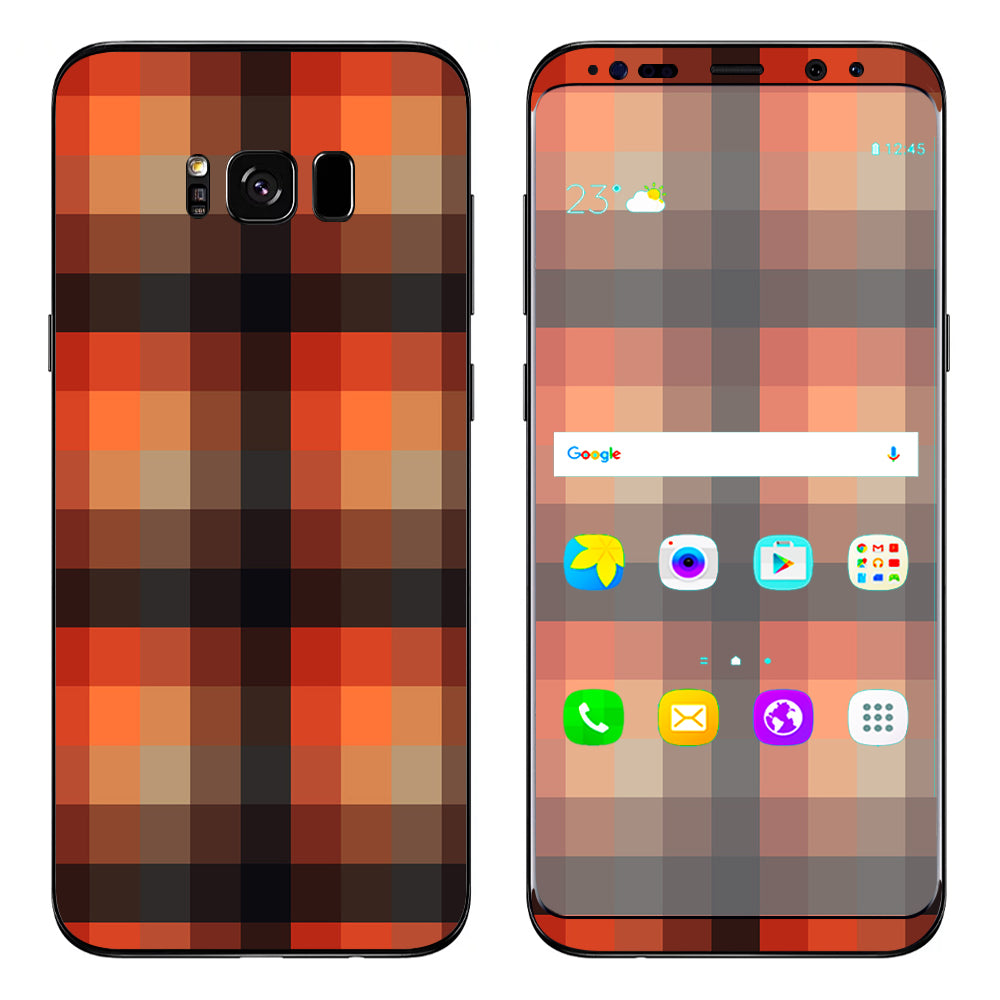  Orange Brown Plaid Samsung Galaxy S8 Plus Skin