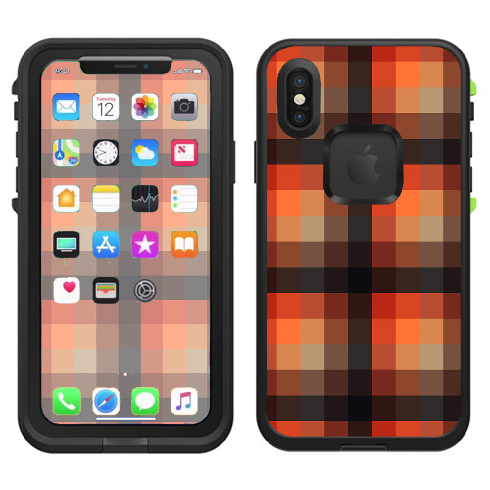 Orange Brown Plaid Lifeproof Fre Case iPhone X Skin