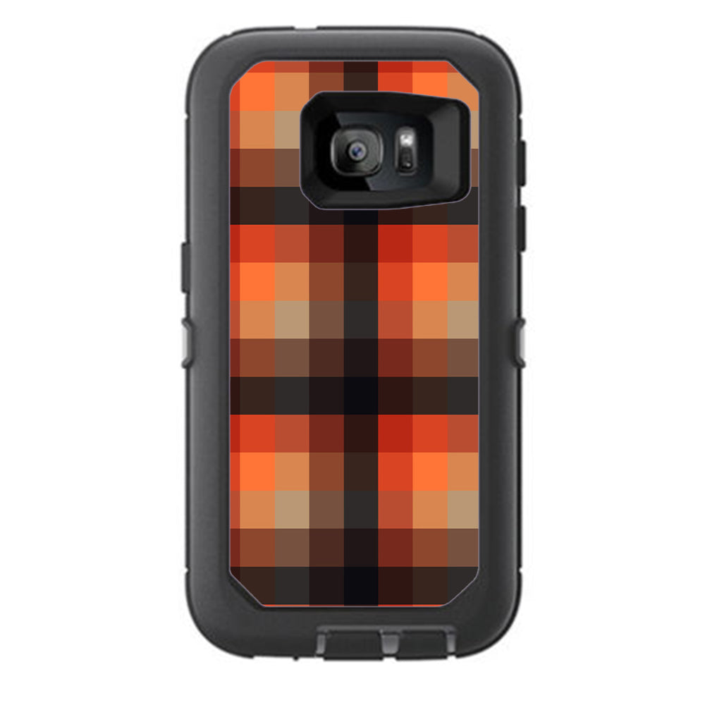  Orange Brown Plaid Otterbox Defender Samsung Galaxy S7 Skin