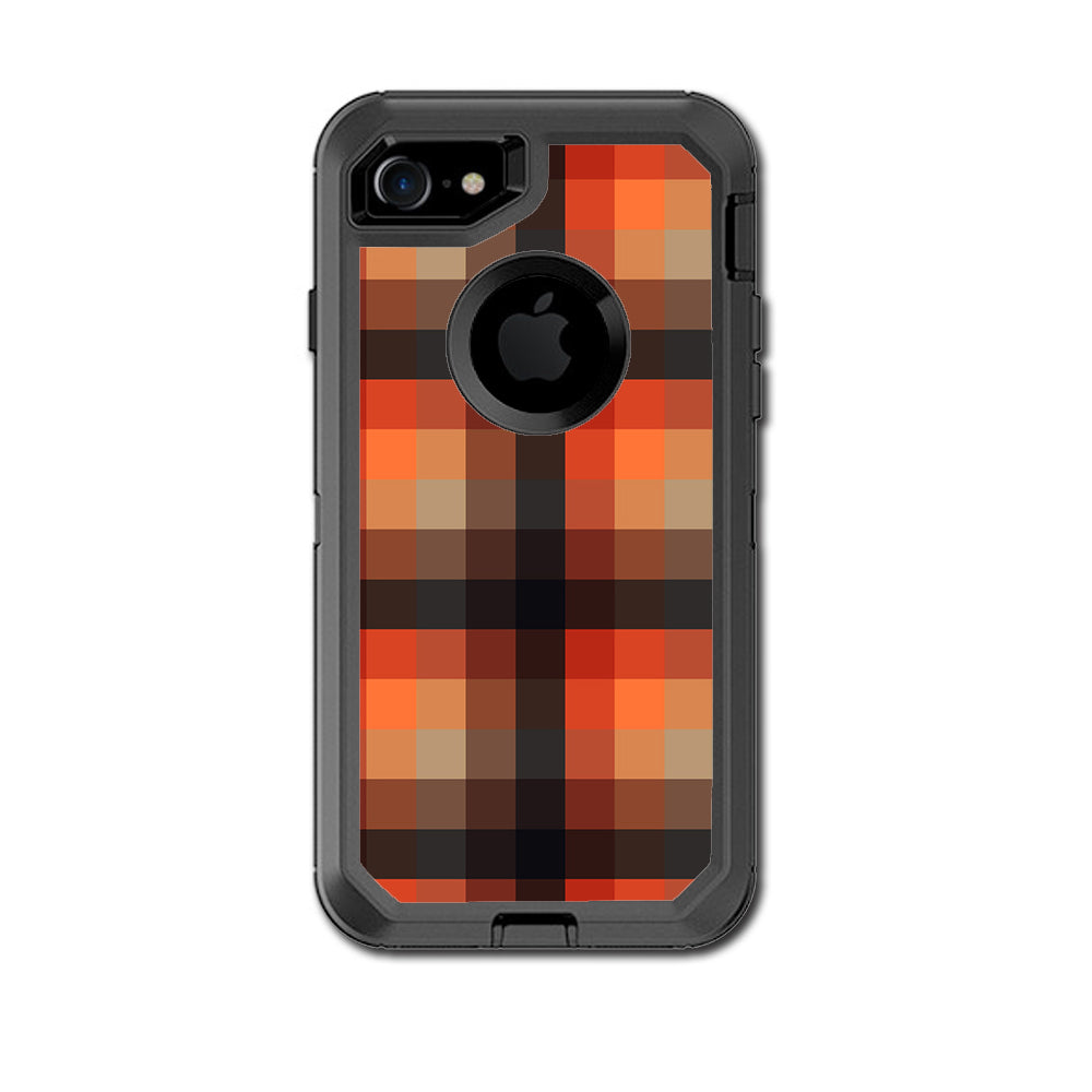  Orange Brown Plaid Otterbox Defender iPhone 7 or iPhone 8 Skin