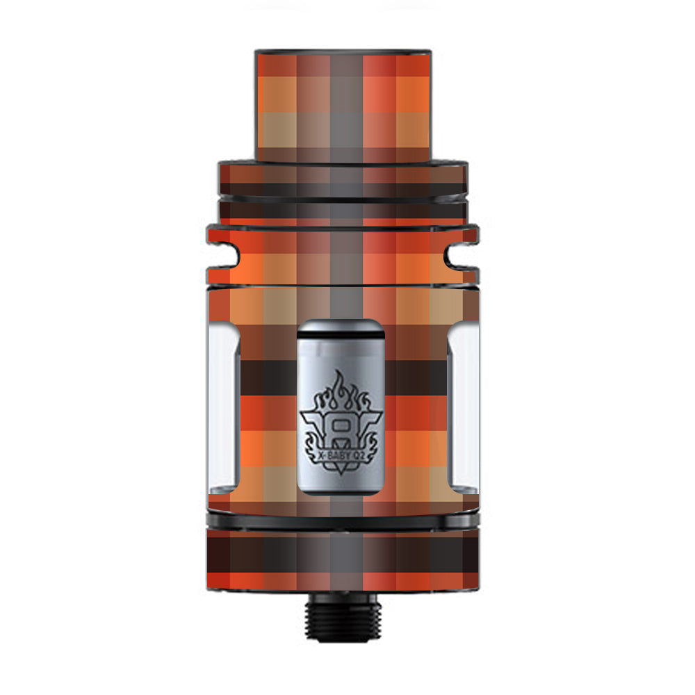  Orange Brown Plaid TFV8 X-baby Tank Smok Skin