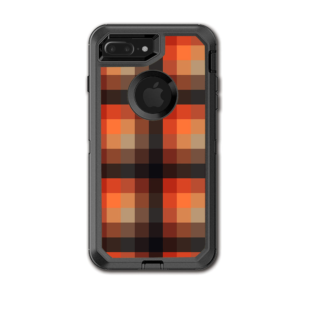  Orange Brown Plaid Otterbox Defender iPhone 7+ Plus or iPhone 8+ Plus Skin