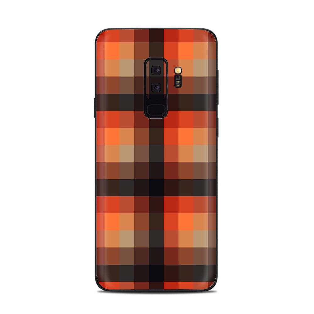  Orange Brown Plaid Samsung Galaxy S9 Plus Skin