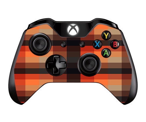  Orange Brown Plaid Microsoft Xbox One Controller Skin