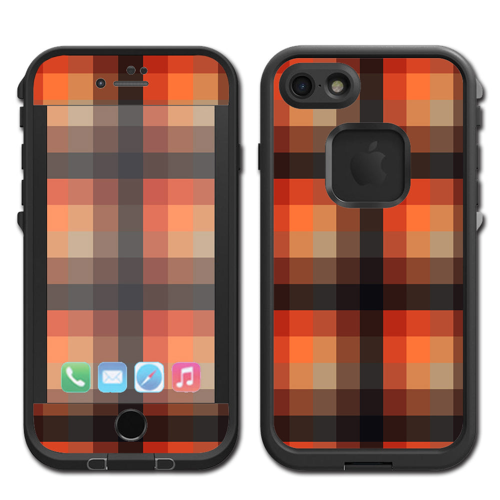  Orange Brown Plaid Lifeproof Fre iPhone 7 or iPhone 8 Skin