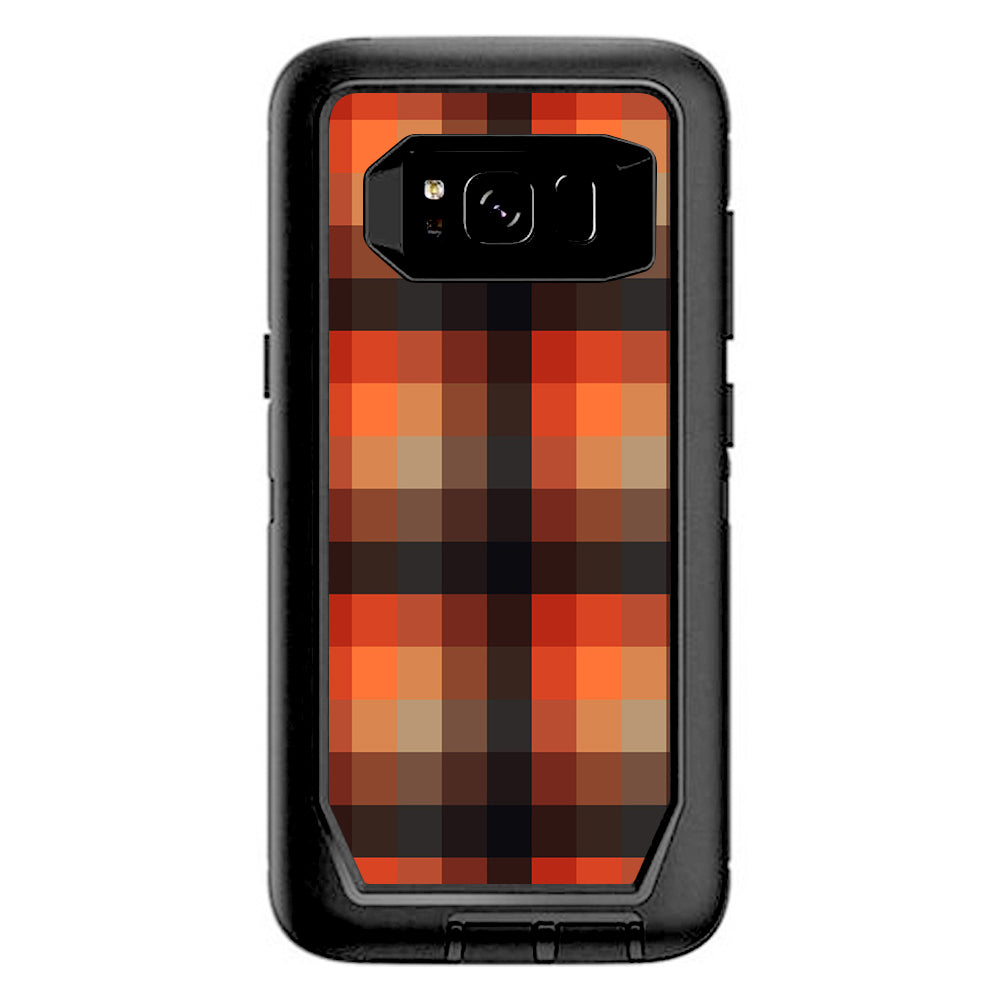 Orange Brown Plaid Otterbox Defender Samsung Galaxy S8 Skin
