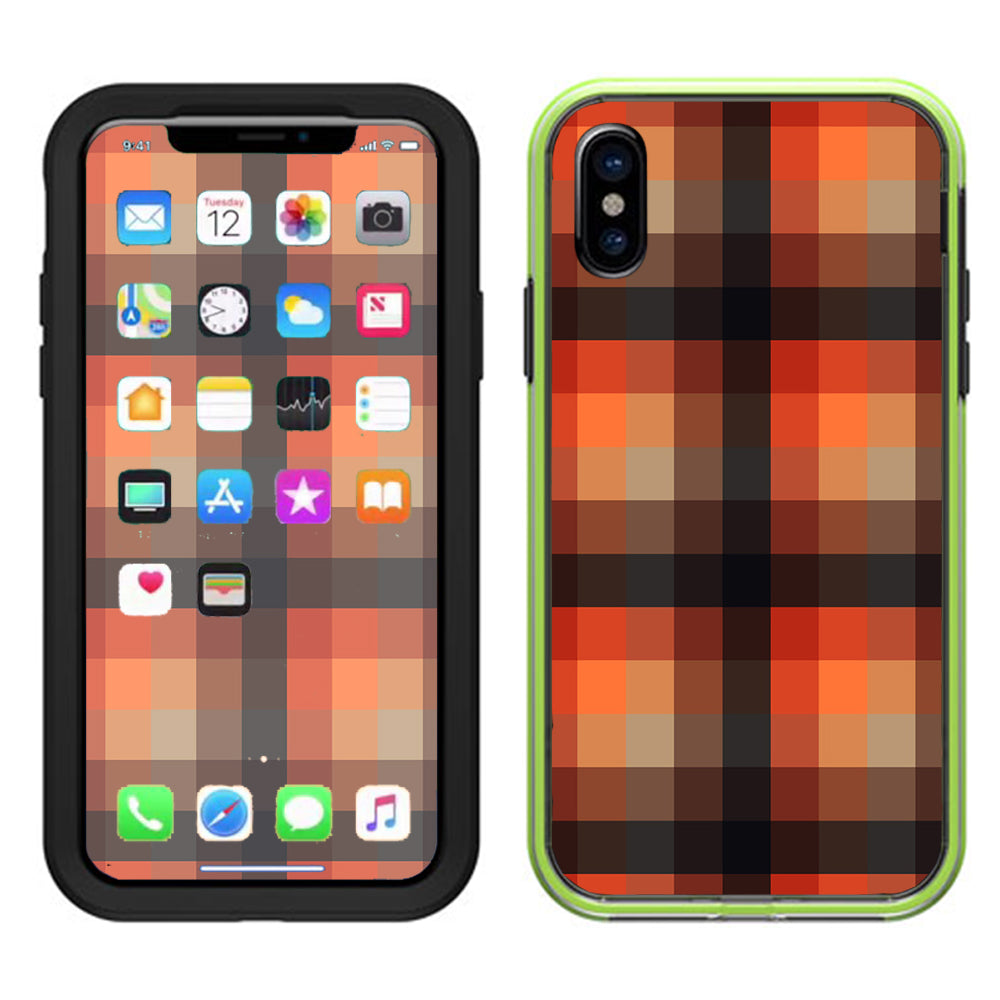  Orange Brown Plaid Lifeproof Slam Case iPhone X Skin