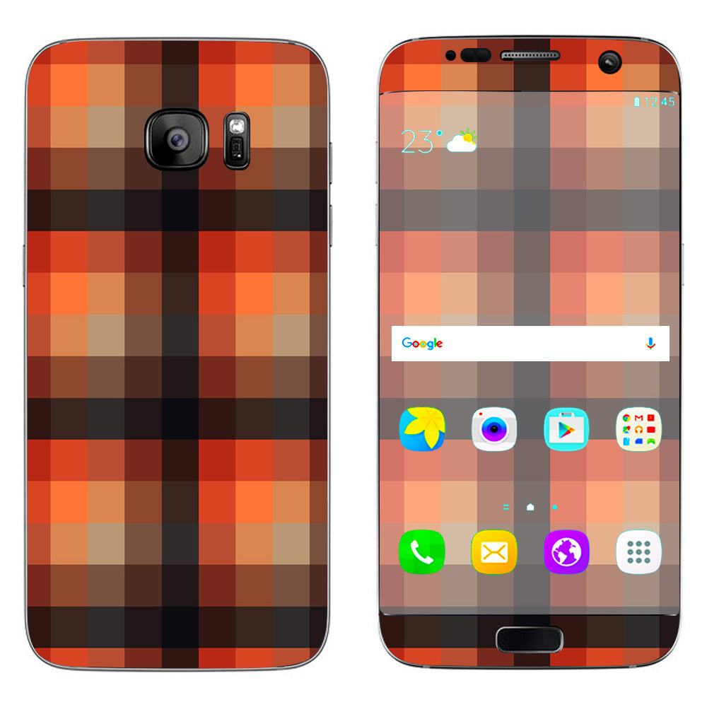 Orange Brown Plaid Samsung Galaxy S7 Edge Skin