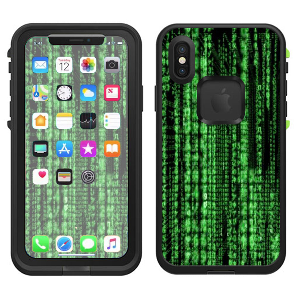  Matrix Code Lifeproof Fre Case iPhone X Skin