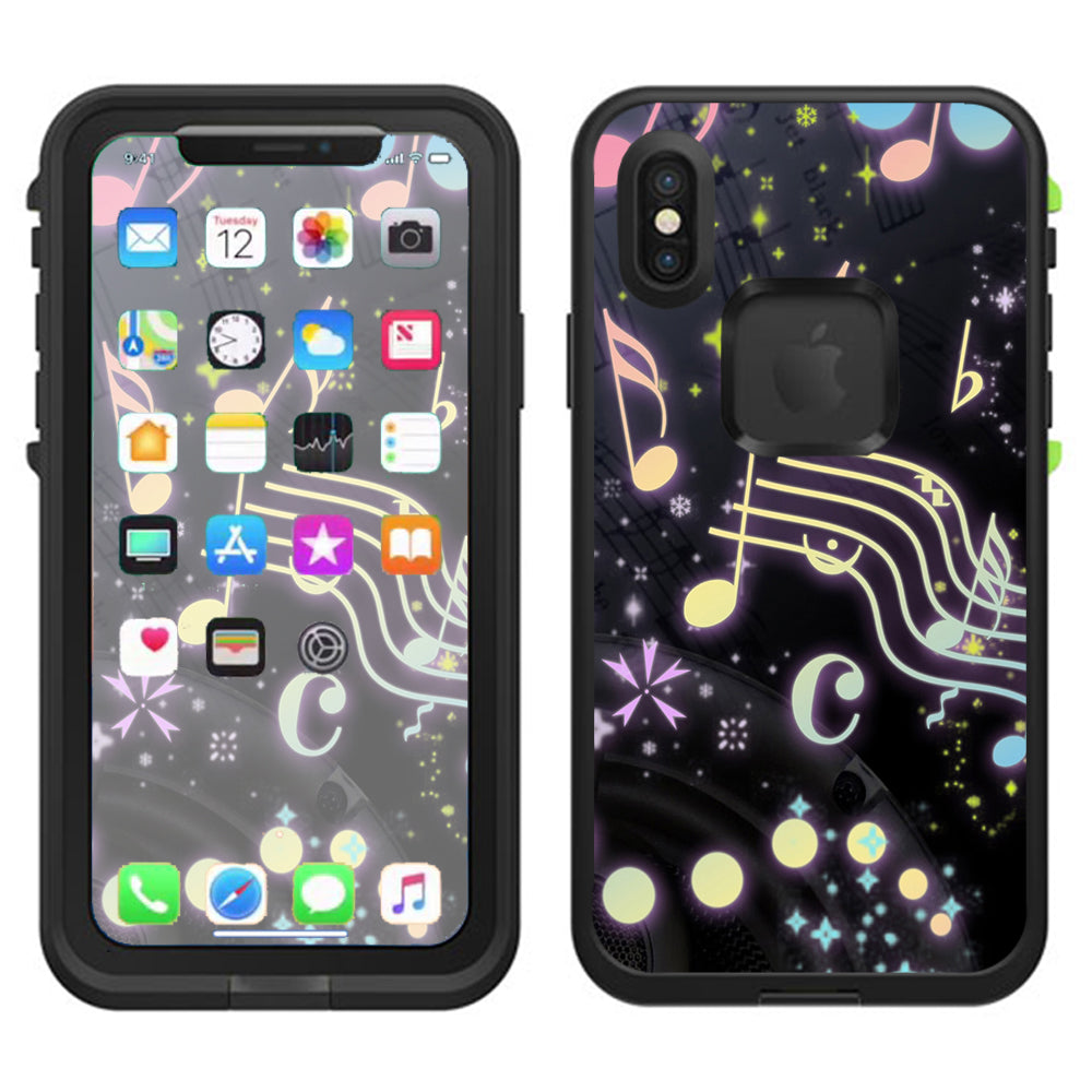  Colorful Music Notes Lifeproof Fre Case iPhone X Skin