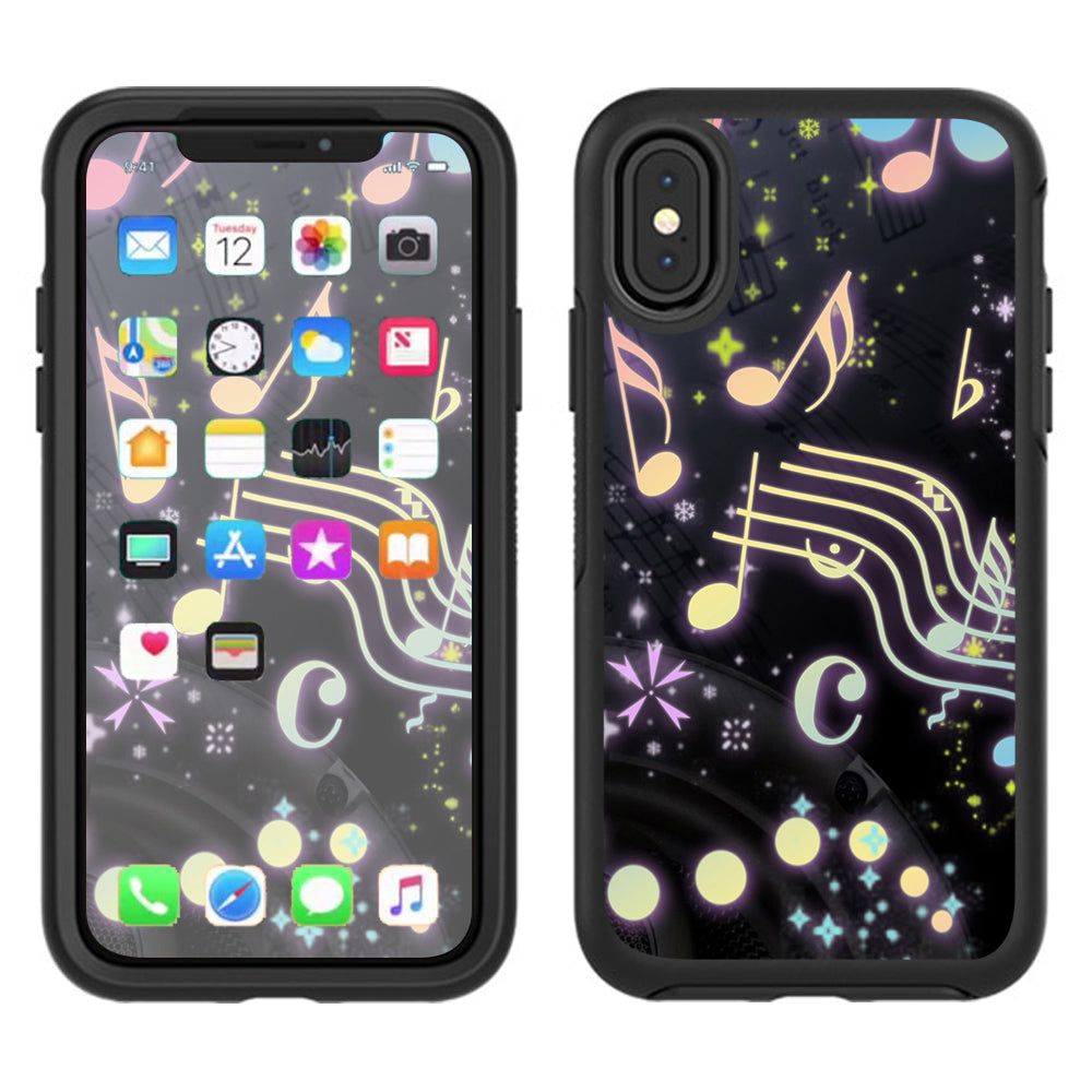  Colorful Music Notes Otterbox Defender Apple iPhone X Skin