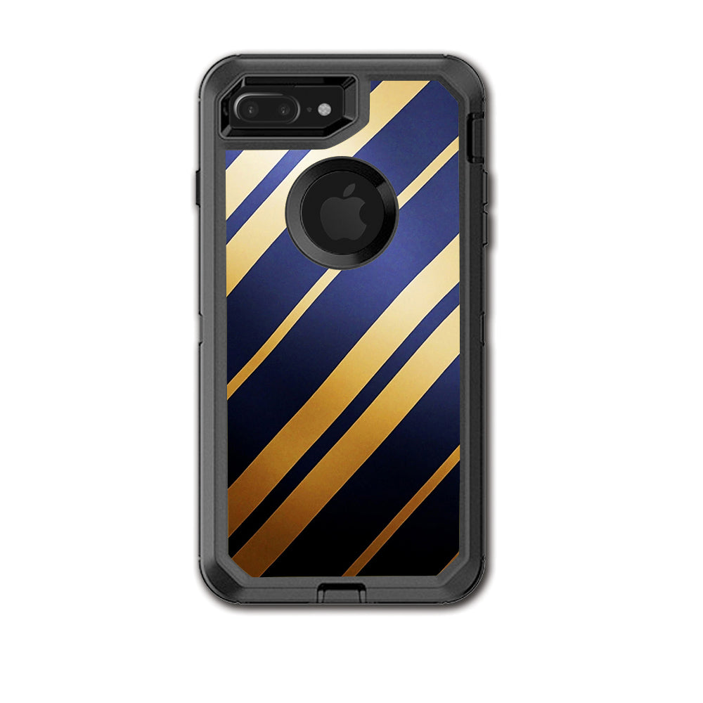  Blue Gold Stripes Otterbox Defender iPhone 7+ Plus or iPhone 8+ Plus Skin
