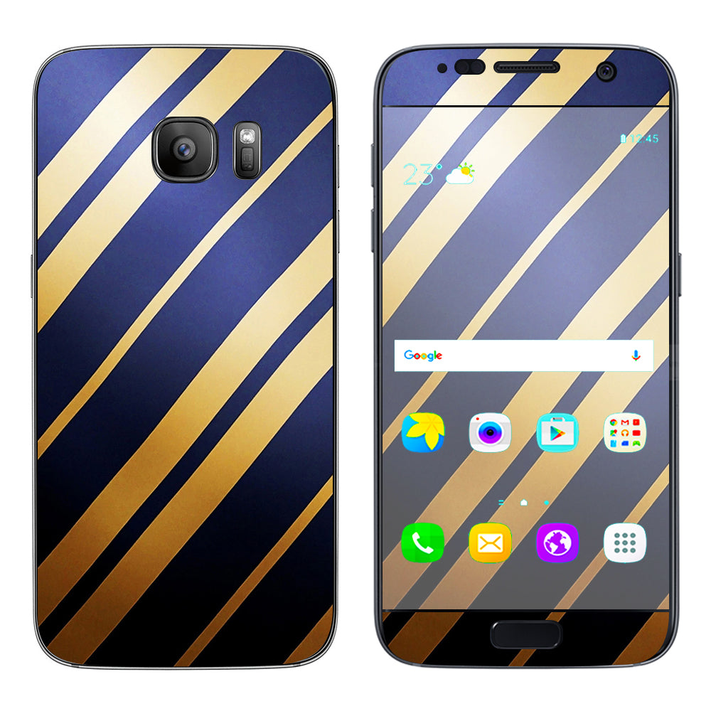  Blue Gold Stripes Samsung Galaxy S7 Skin