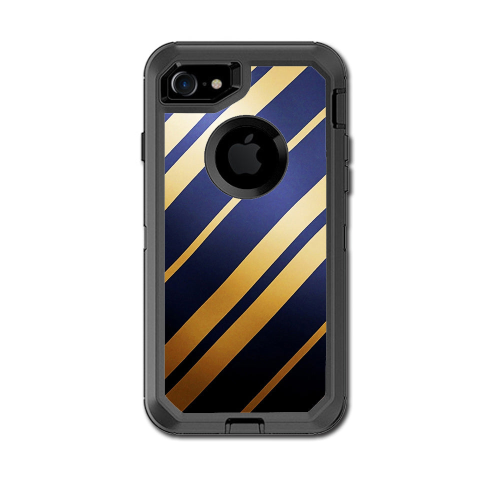  Blue Gold Stripes Otterbox Defender iPhone 7 or iPhone 8 Skin