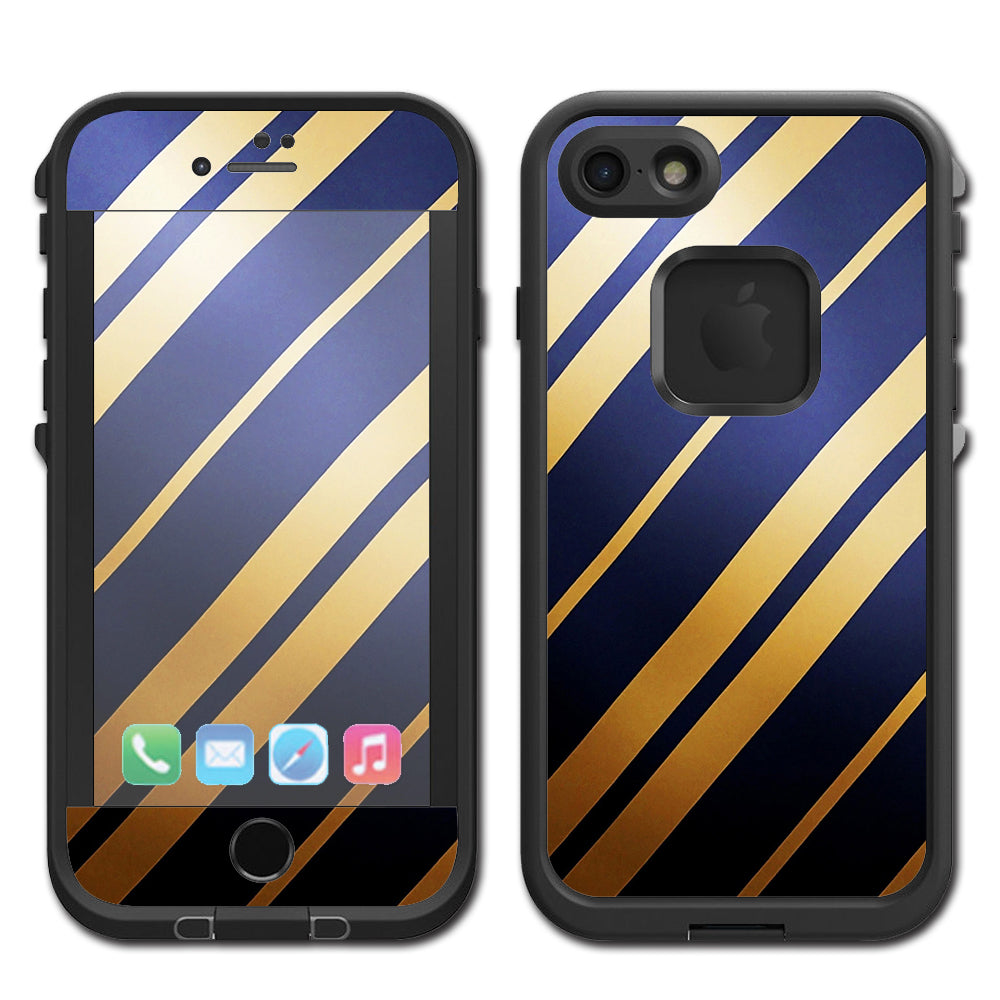  Blue Gold Stripes Lifeproof Fre iPhone 7 or iPhone 8 Skin