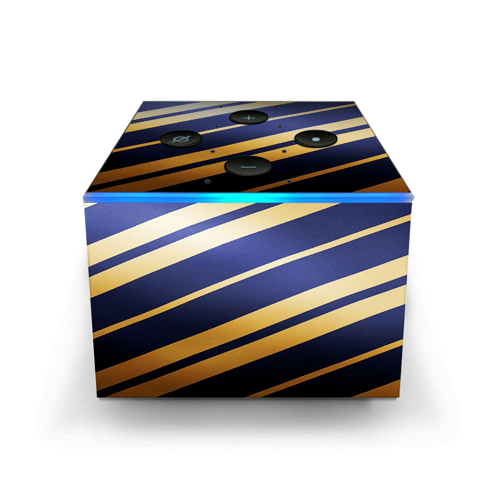  Blue Gold Stripes Amazon Fire TV Cube Skin