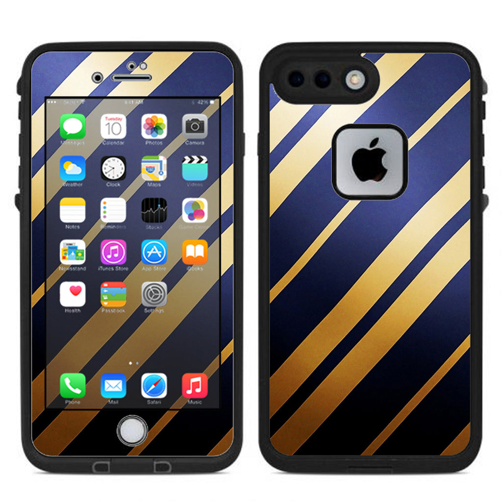  Blue Gold Stripes Lifeproof Fre iPhone 7 Plus or iPhone 8 Plus Skin