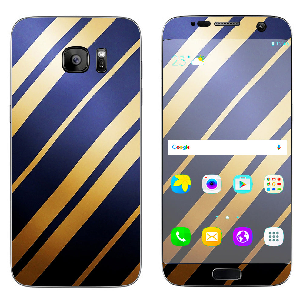  Blue Gold Stripes Samsung Galaxy S7 Edge Skin