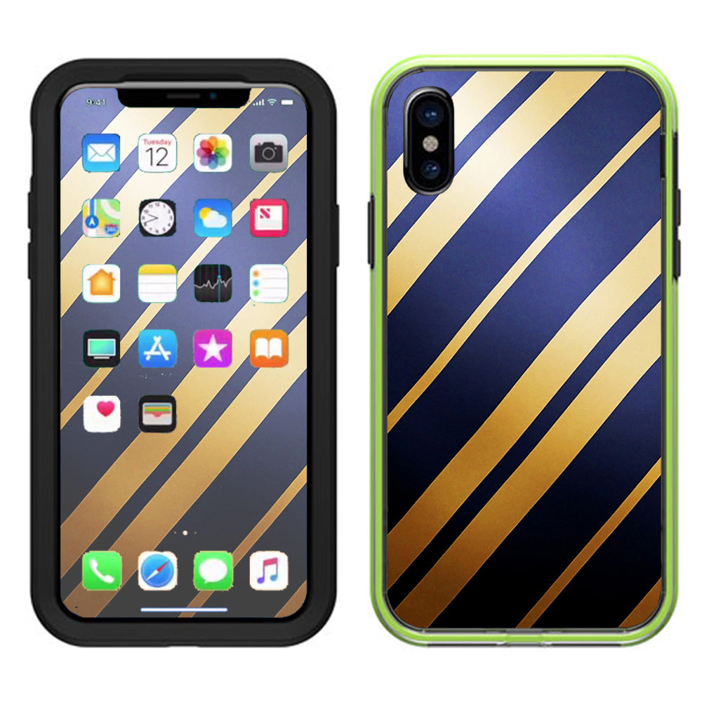  Blue Gold Stripes Lifeproof Slam Case iPhone X Skin