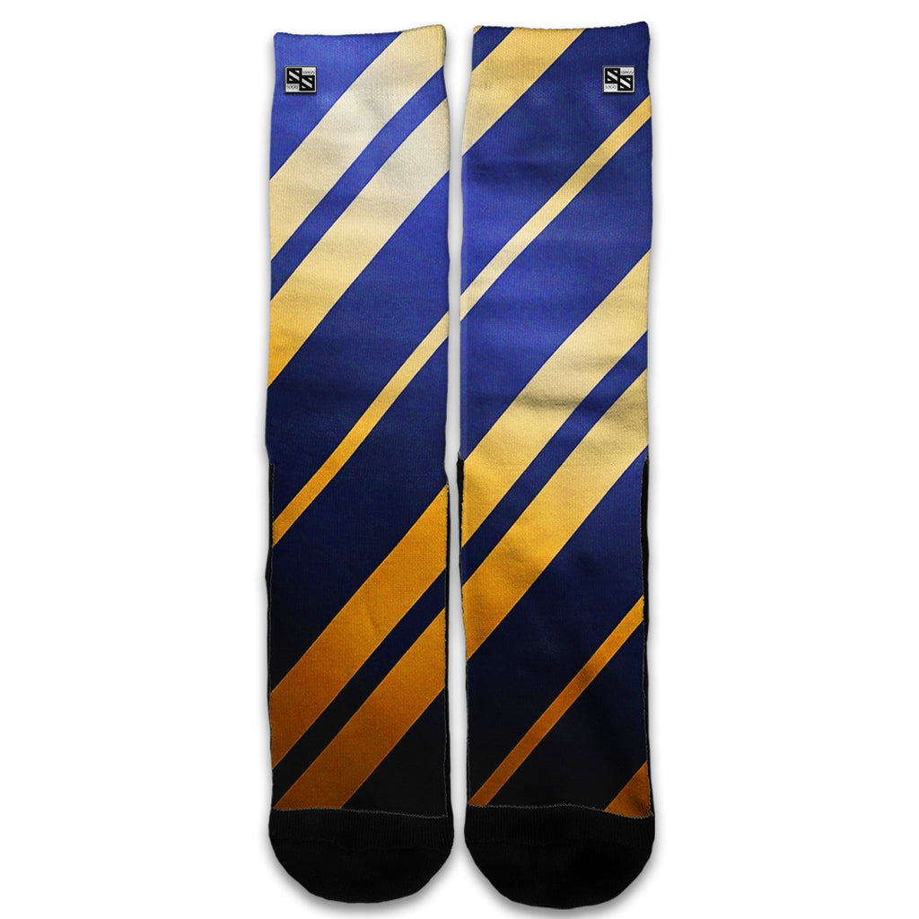  Blue Gold Stripes Universal Socks