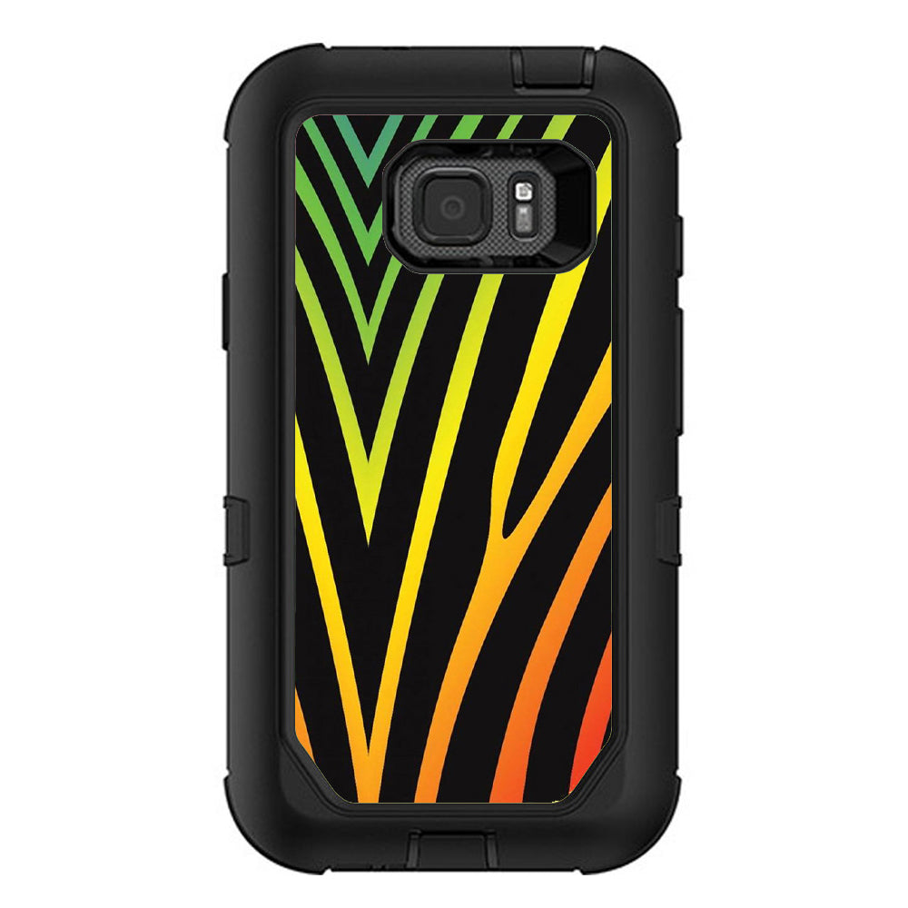   Zebra Stripe Rainbow Otterbox Defender Samsung Galaxy S7 Active Skin